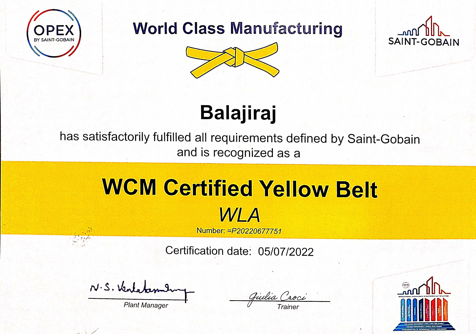 Lean Six Sigma Yellow Belt badge