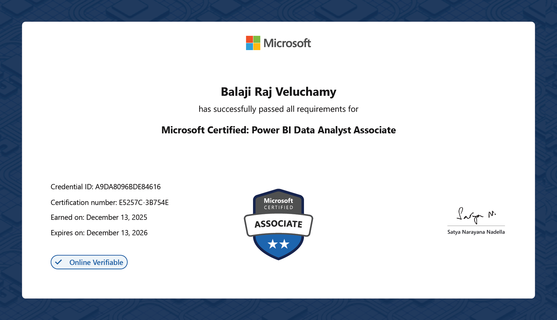 Power BI Data Analyst Associate badge